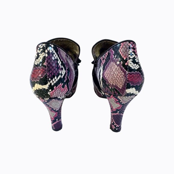 Lola Ramona Leather Snakeskin Pump Sz 10 Velvet Bow Purple Whimsigoth Y2K Pinup - Picture 6 of 10